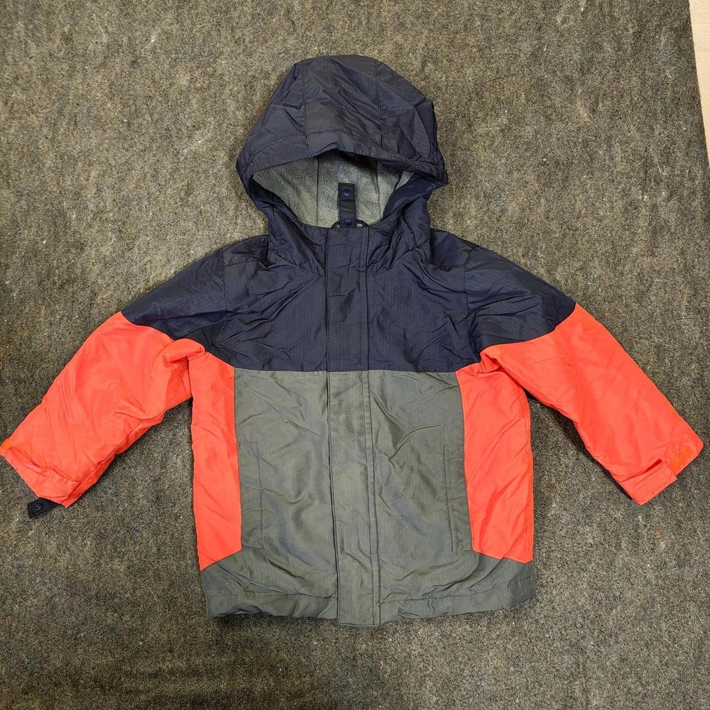 The Childrens Place Boys Grey Orange Puffer Jacket Hooded Coat Size 4T